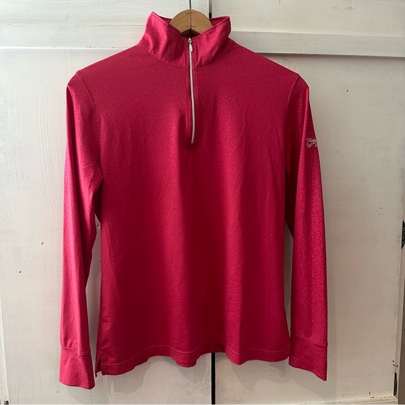 Hot Pink Leopard Cheetah Pattern Quarter-Zip Pullover SOOO CUTE! Size: Large - Picture 1 of 10